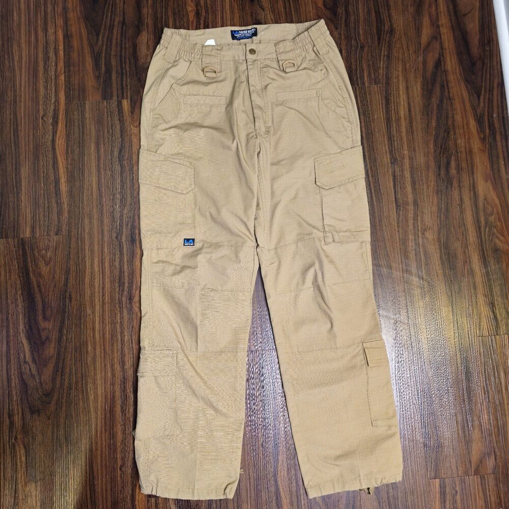 (Size-34W) LA Police Gear Men's Brown Cargo Pants Tactical Basic Operator Size